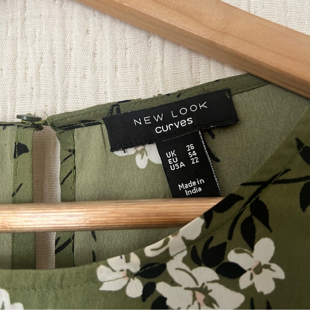 new look curves olive floral dress size 22 - Picture 6 of 11